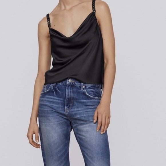 Zara Tops - NWT Zara Chainlink Strap and Drape Front Camisole